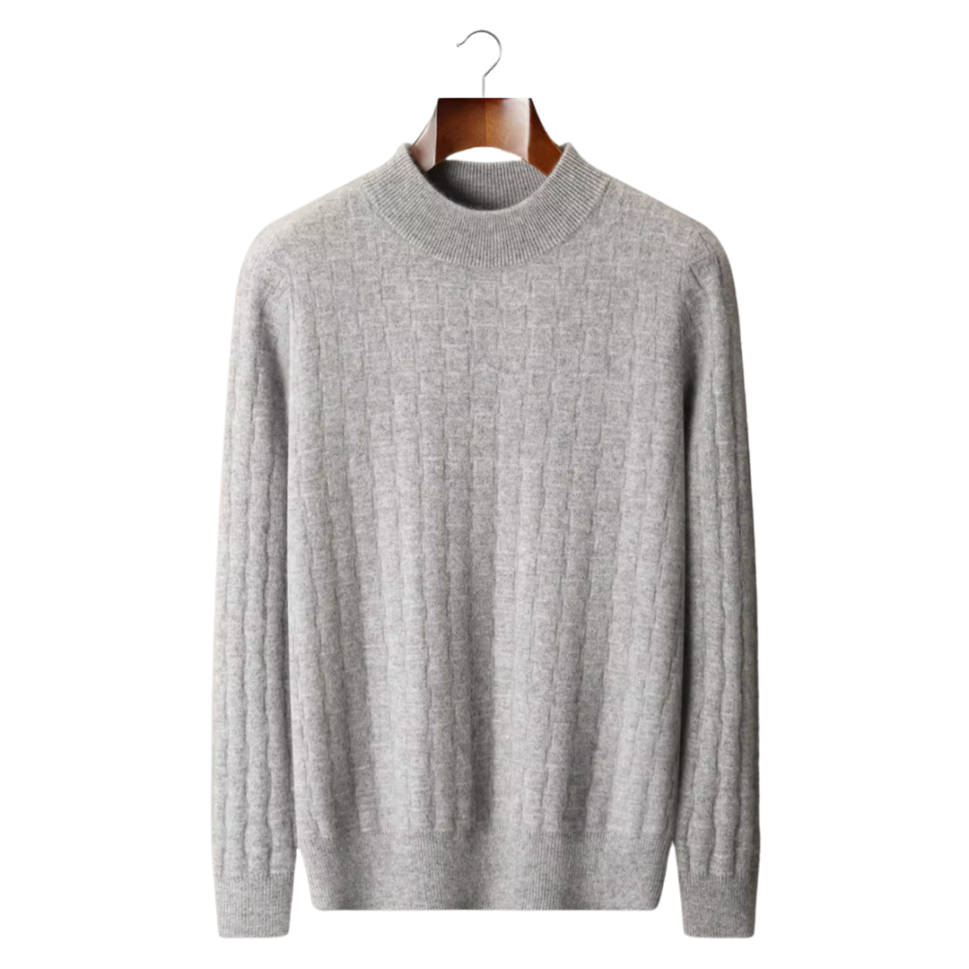 Textured Wool Mock Neck Sweater