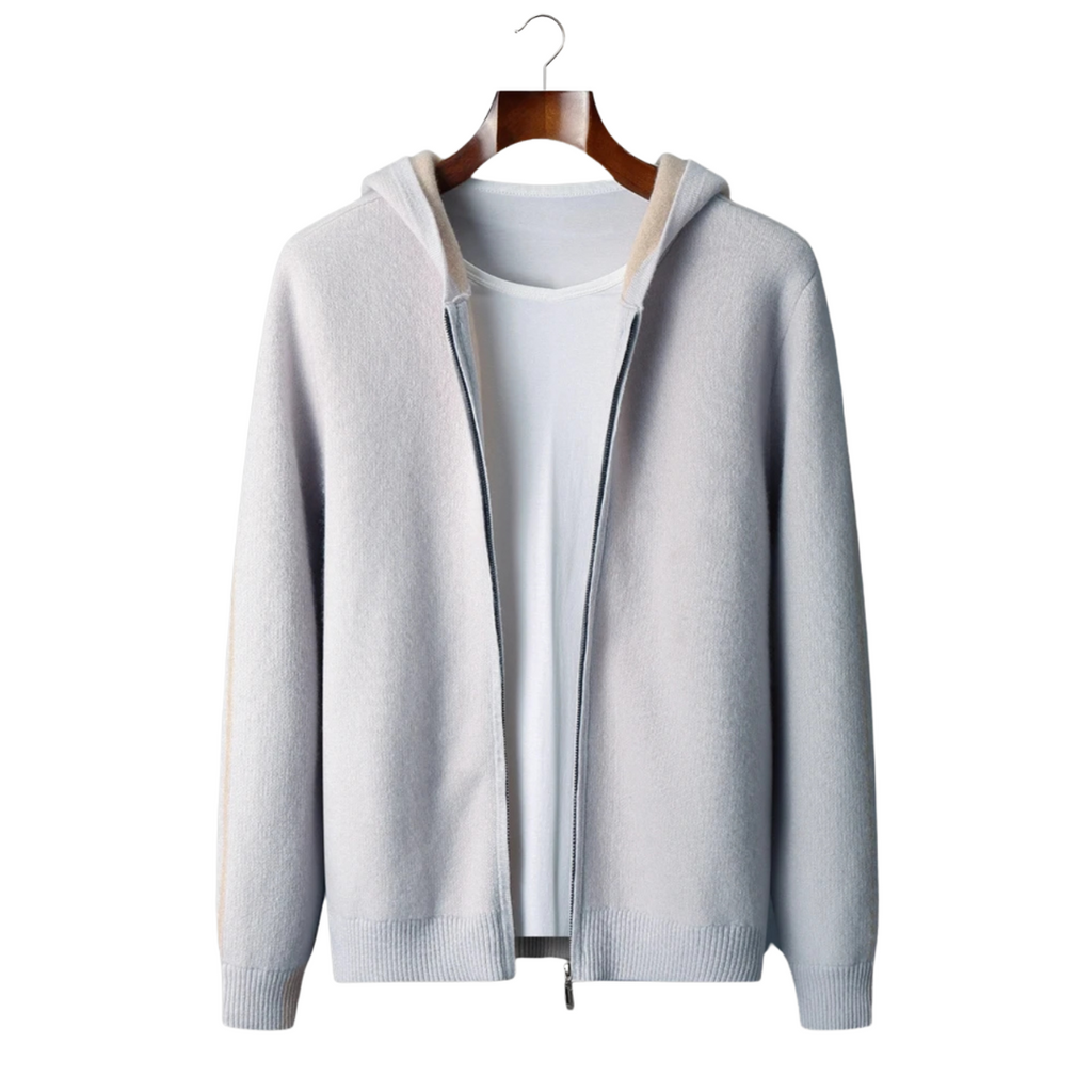 Two-Tone 100% Cashmere Zipper Hoodie