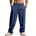 Men's Black Relaxed Trousers with Adjustable Drawstring Waist