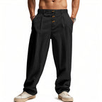 Men's Black Relaxed Trousers with Adjustable Drawstring Waist