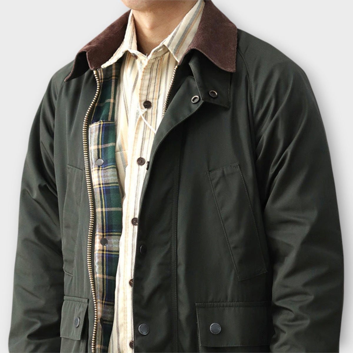 Men's Utility Jacket with Plaid Lining