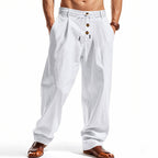 Men's Black Relaxed Trousers with Adjustable Drawstring Waist