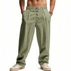 Men's Black Relaxed Trousers with Adjustable Drawstring Waist
