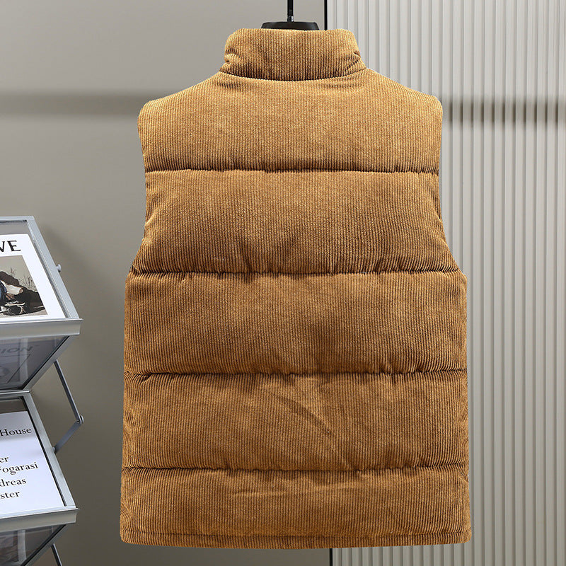 Men's Sleeveless Corduroy Puffer Vest