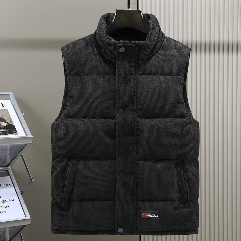 Men's Sleeveless Corduroy Puffer Vest