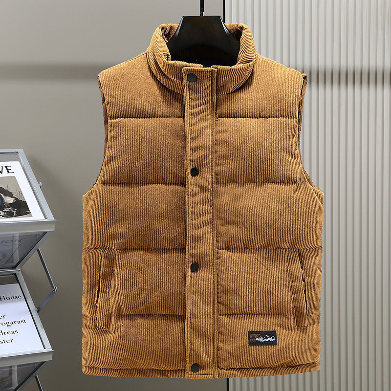 Men's Sleeveless Corduroy Puffer Vest