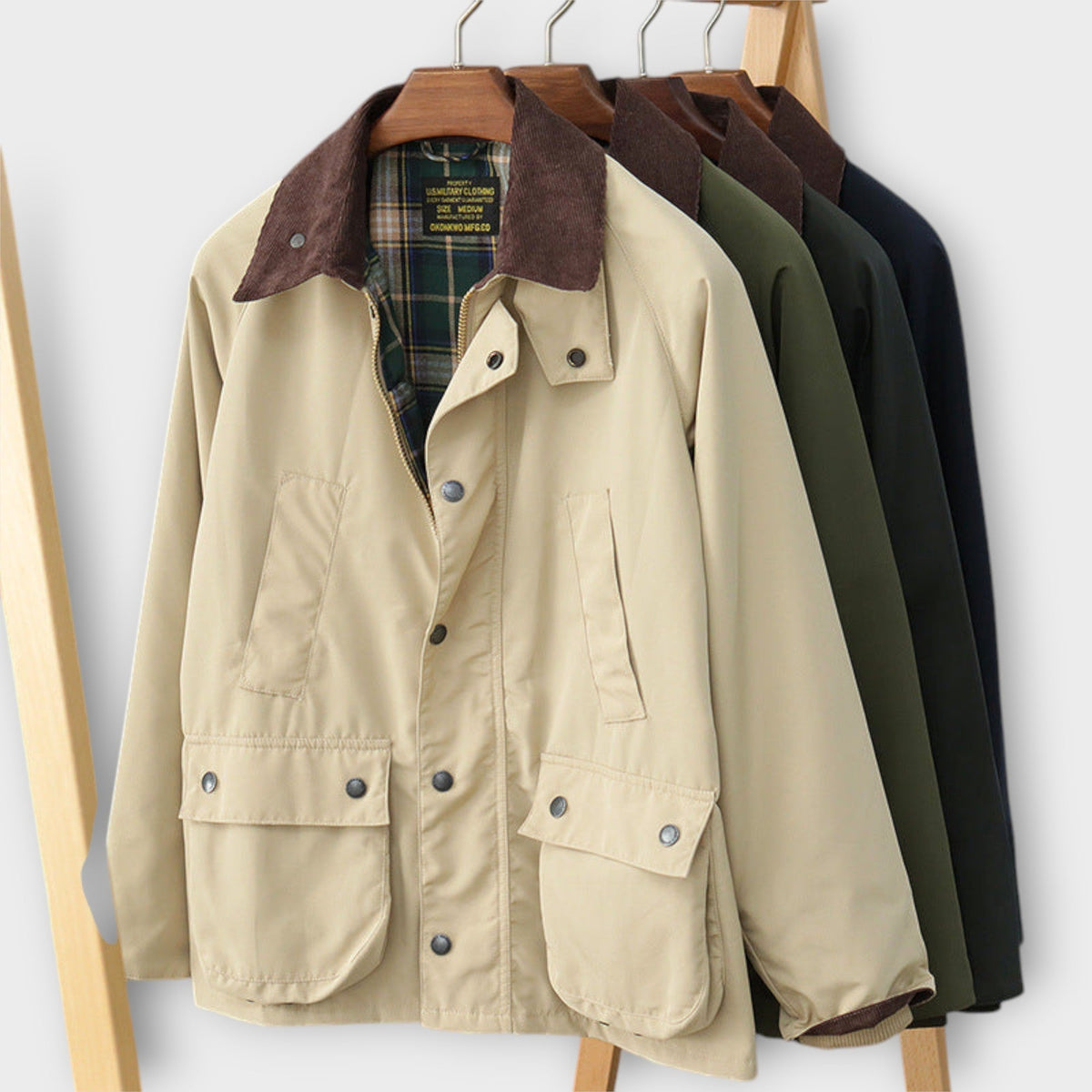 Men's Utility Jacket with Plaid Lining