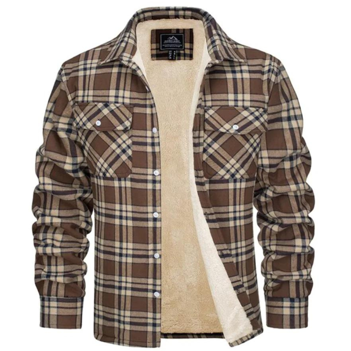 Men's Sherpa Lined Plaid Shirt Jacket
