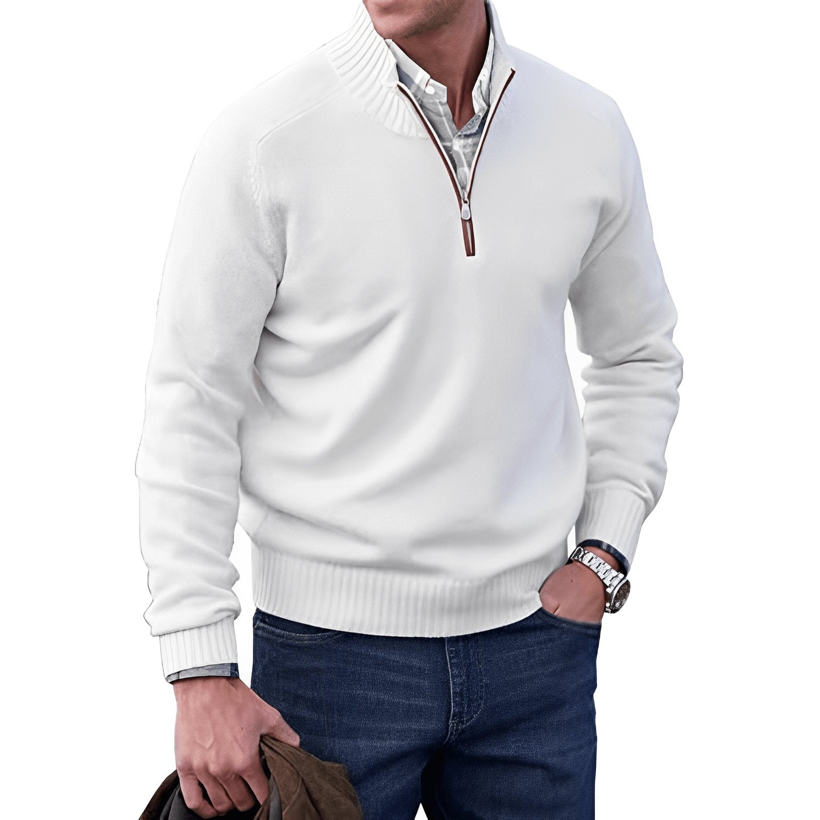 Classic And Refined Quarter-Zip Sweater