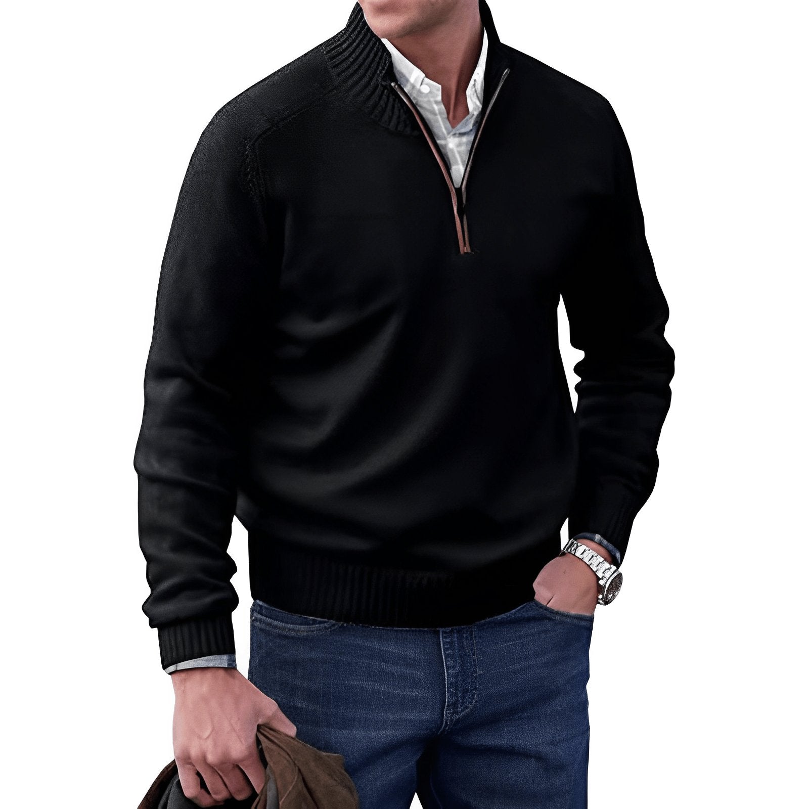 Classic And Refined Quarter-Zip Sweater