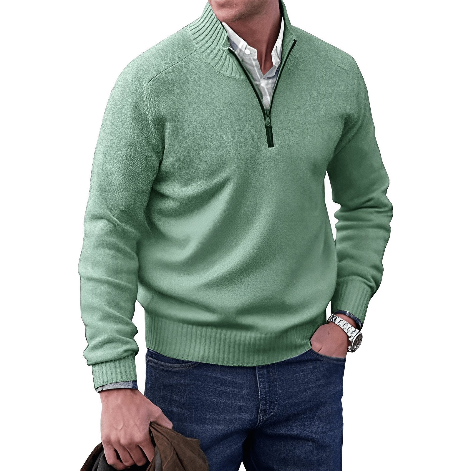 Classic And Refined Quarter-Zip Sweater