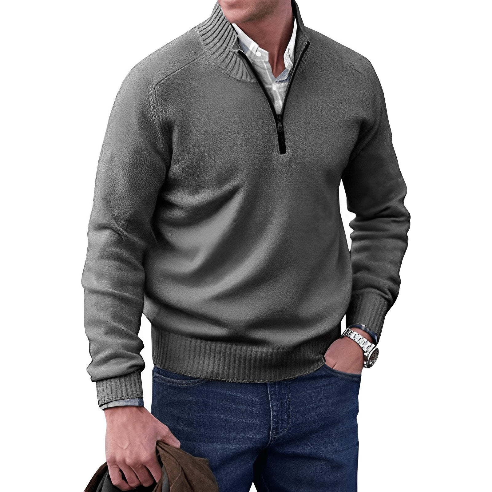 Classic And Refined Quarter-Zip Sweater
