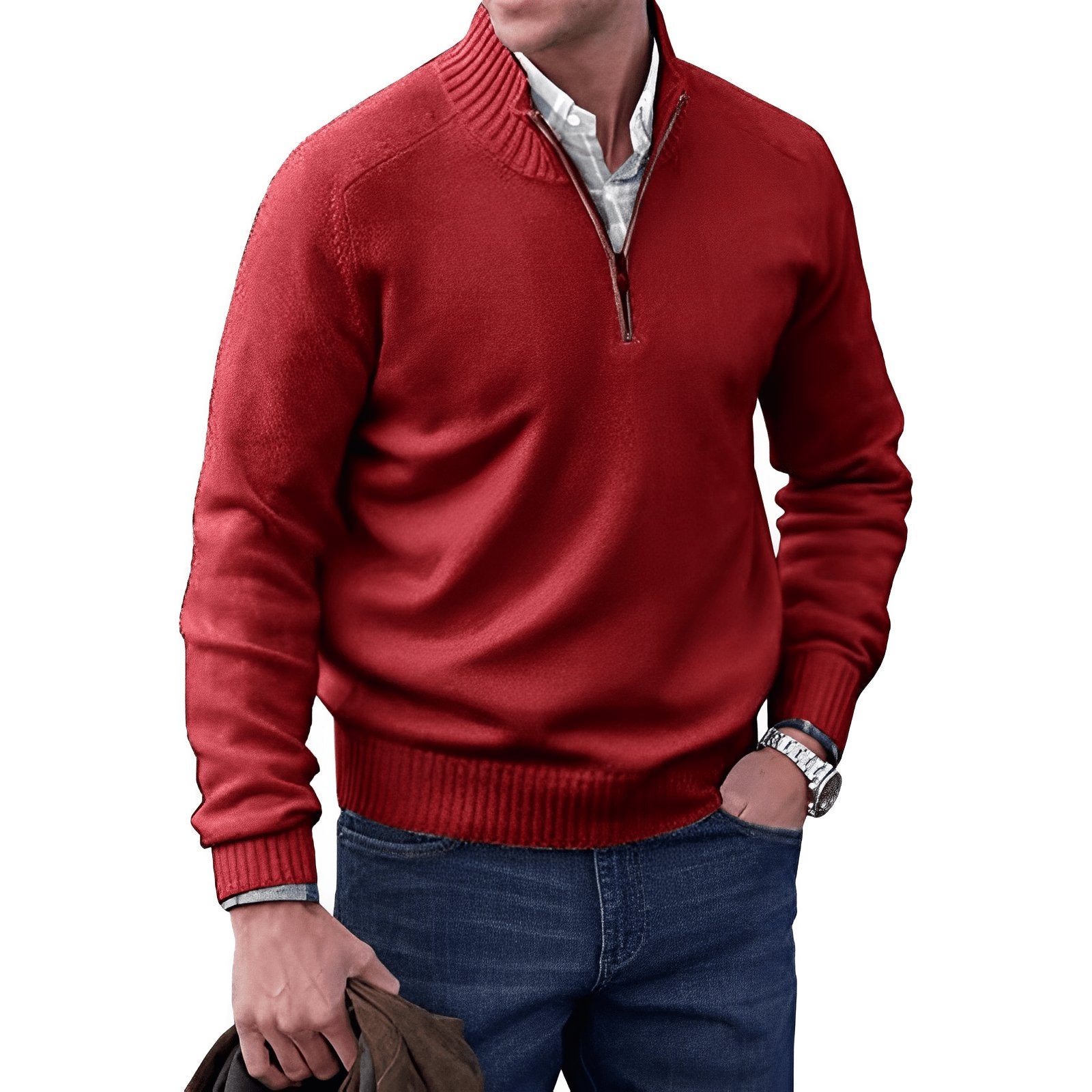 Classic And Refined Quarter-Zip Sweater