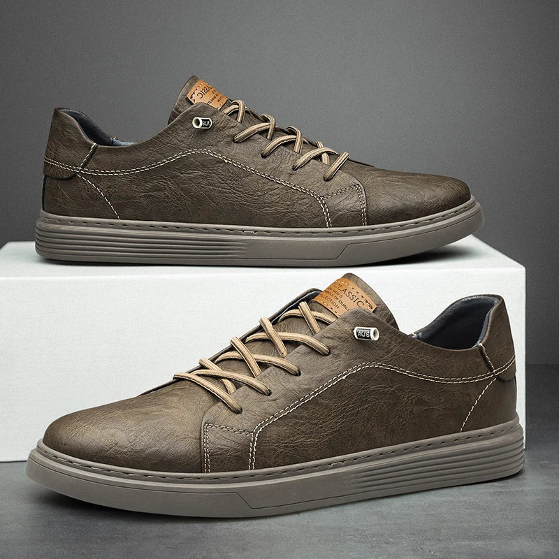 Classic Faux Leather Sneakers for Men