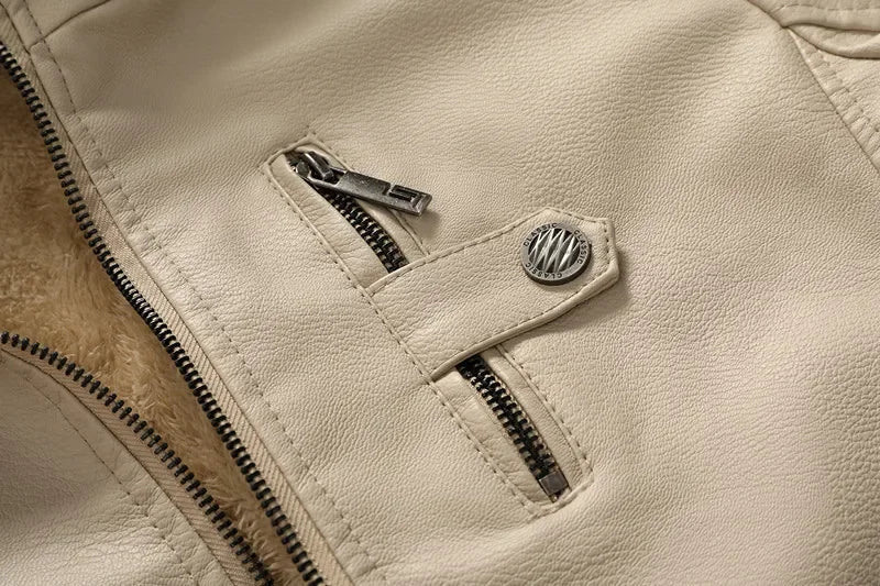 Men's hooded leather jacket