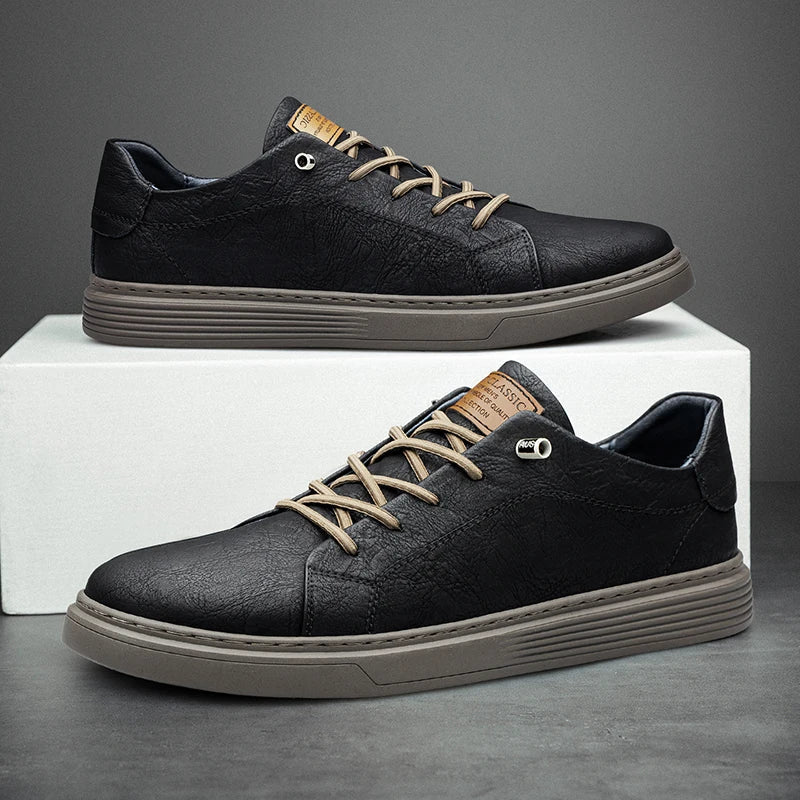 Classic Faux Leather Sneakers for Men