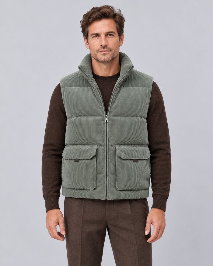 Men's Corduroy Fleece-Lined Gilet | Warm Padded Bodywarmer