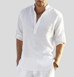 Men's Smart Casual Long Sleeve Shirt with Open Collar