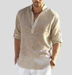 Men's Smart Casual Long Sleeve Shirt with Open Collar