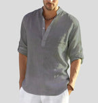 Men's Smart Casual Long Sleeve Shirt with Open Collar