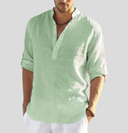 Men's Smart Casual Long Sleeve Shirt with Open Collar