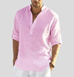 Men's Smart Casual Long Sleeve Shirt with Open Collar