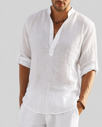 Men's Smart Casual Long Sleeve Shirt with Open Collar