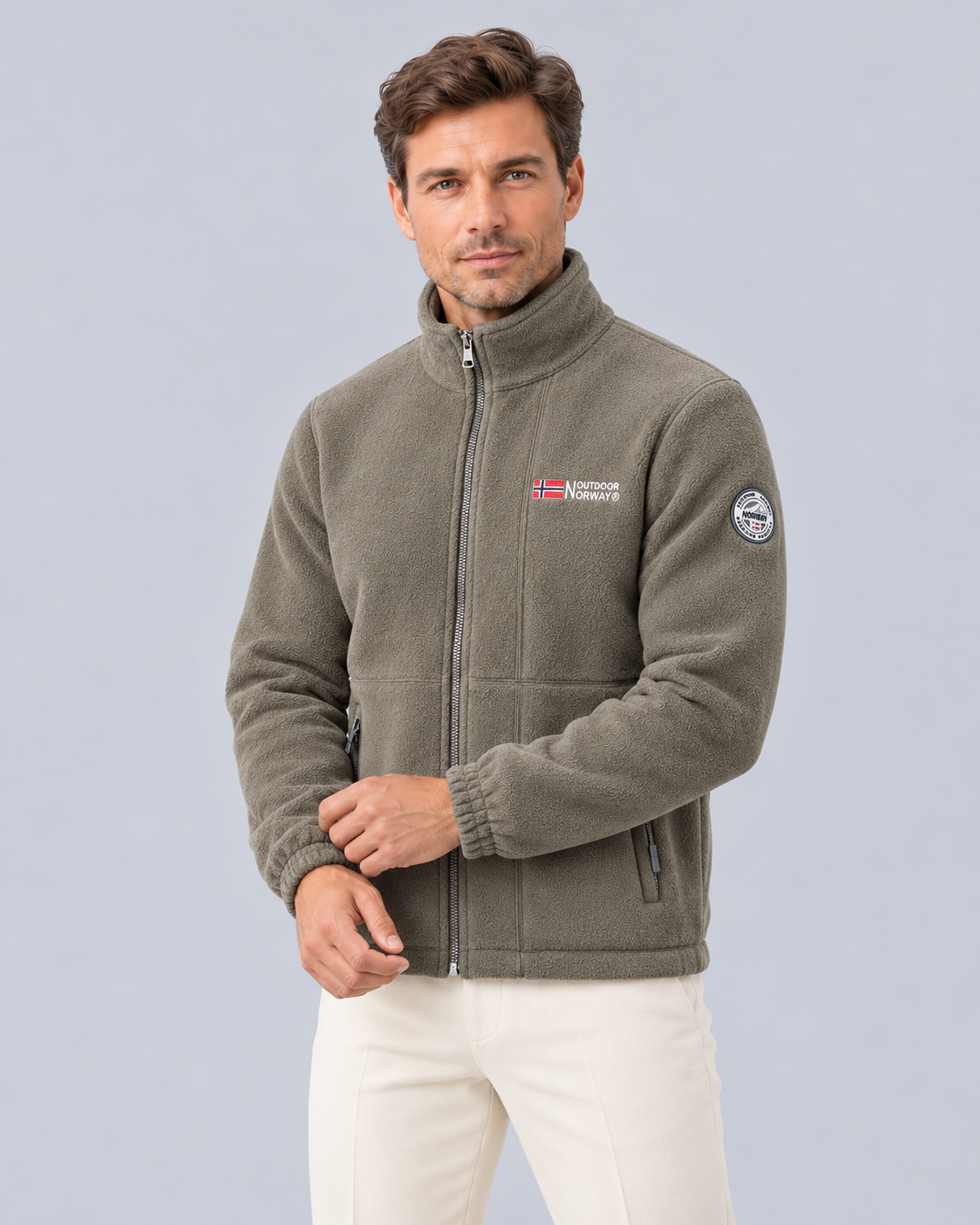Men's Full-Zip Fleece Jacket | Stand Collar Winter Jacket