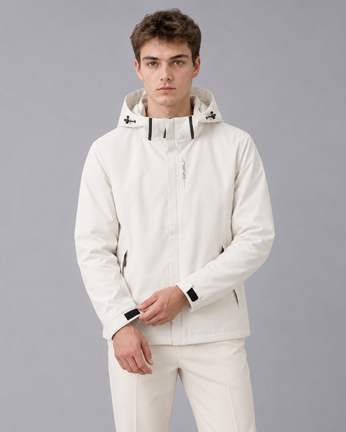 Men's Waterproof Jacket with Detachable Hood | Hardshell Rain Coat with Zip Pockets