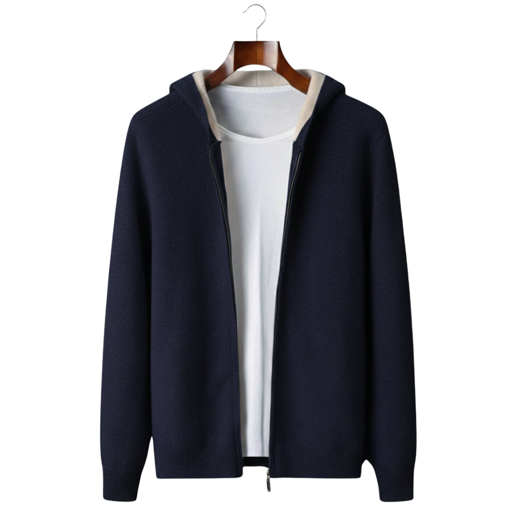 Two-Tone 100% Cashmere Zipper Hoodie