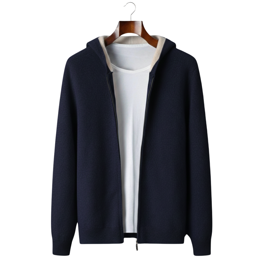 Two-Tone 100% Cashmere Zipper Hoodie