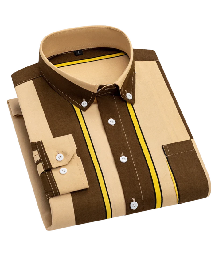 Men's Cotton Longsleeve Shirt with Low Collar