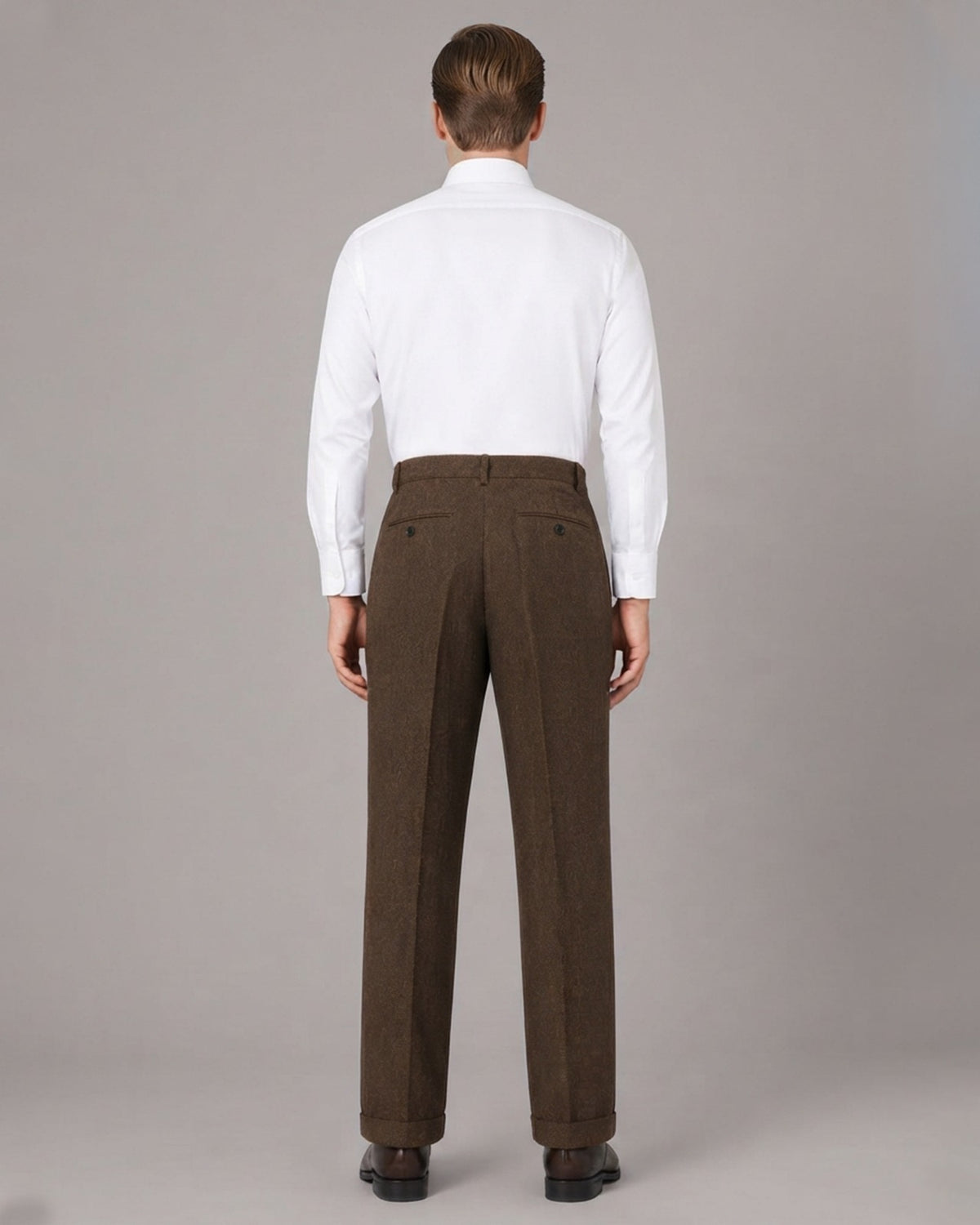 Men's Rayon Herringbone Pleated Trousers with Straight Leg Fit