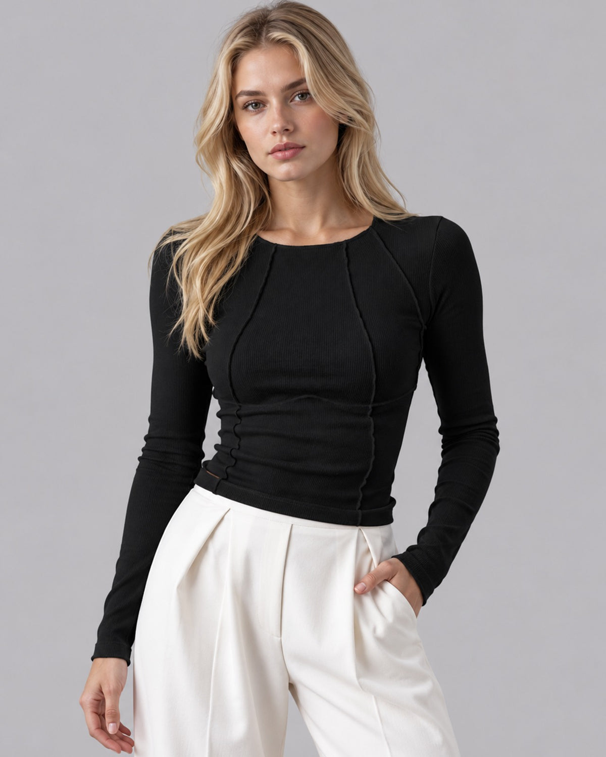 Women's Ribbed Long Sleeve Top