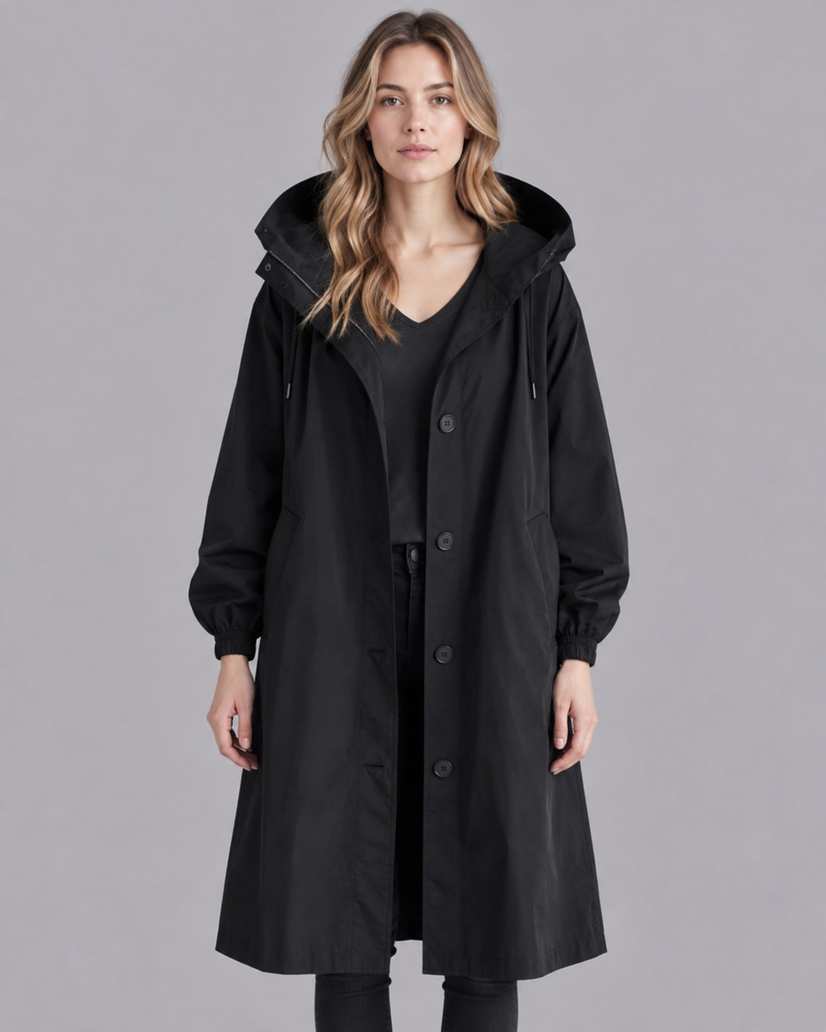 Women's Waterproof Trench Coat | Elegant Hooded Long Rain Jacket for All-Weather Protection