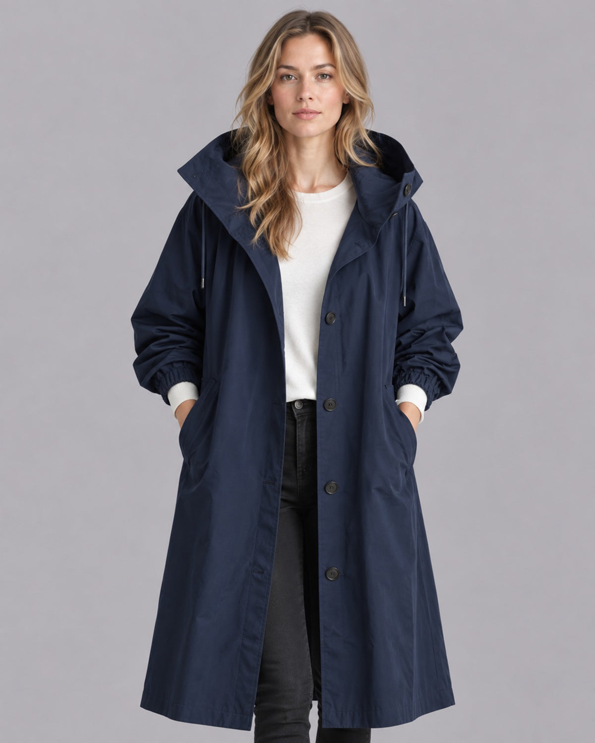 Women's Waterproof Trench Coat | Elegant Hooded Long Rain Jacket for All-Weather Protection