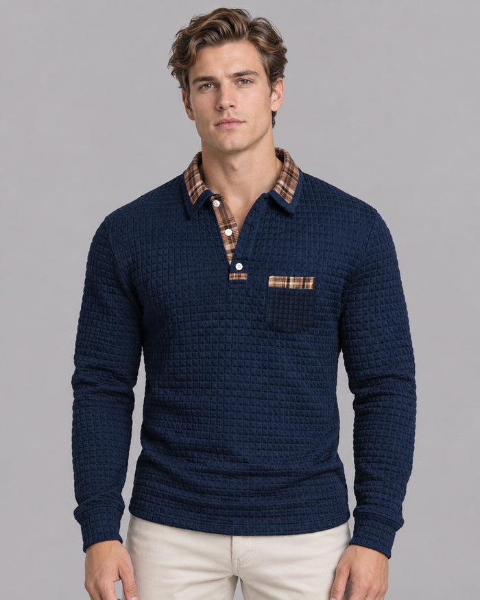 Men's Striped Longsleeve Polo Shirt