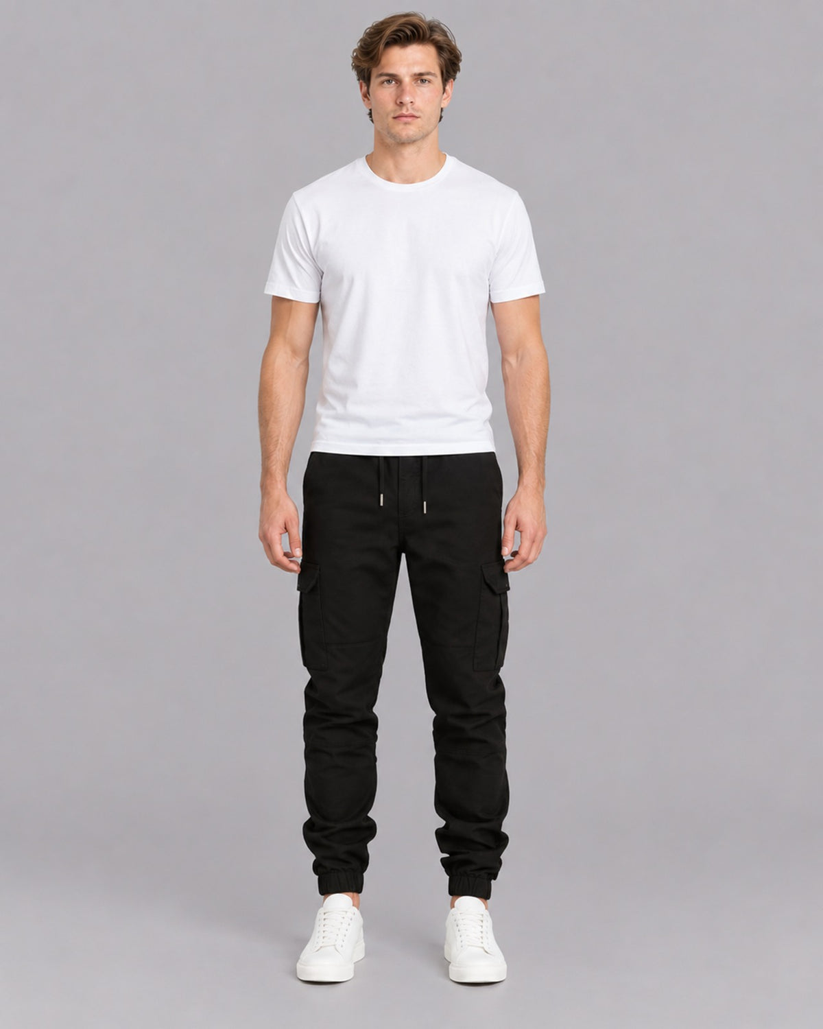 Men's Cotton Cargo Trousers | Joggers with Adjustable Drawstrings
