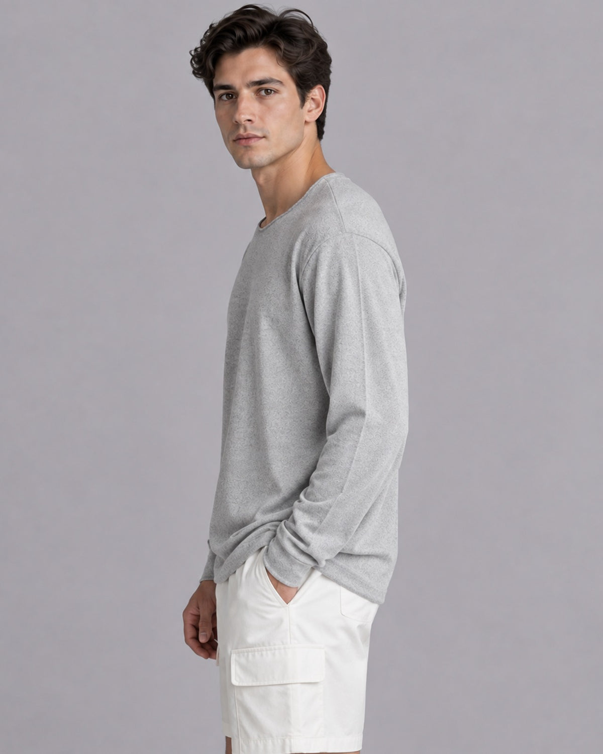Men's Textured Knit Long Sleeve T-Shirt | Relaxed Fit