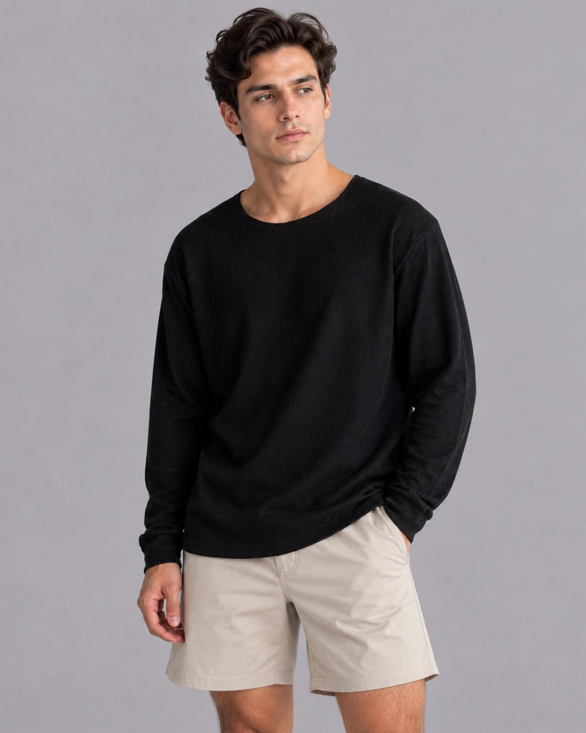 Men's Textured Knit Long Sleeve T-Shirt | Relaxed Fit