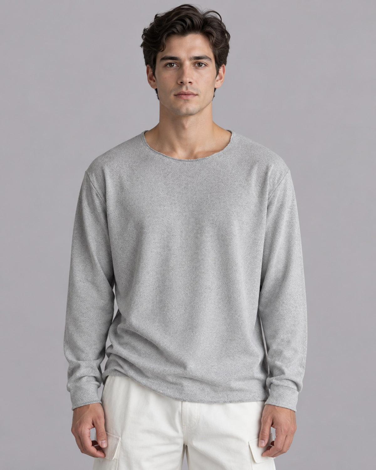 Men's Textured Knit Long Sleeve T-Shirt | Relaxed Fit