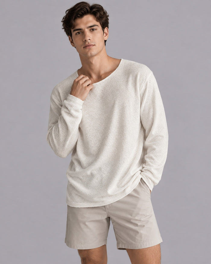Men's Textured Knit Long Sleeve T-Shirt | Relaxed Fit