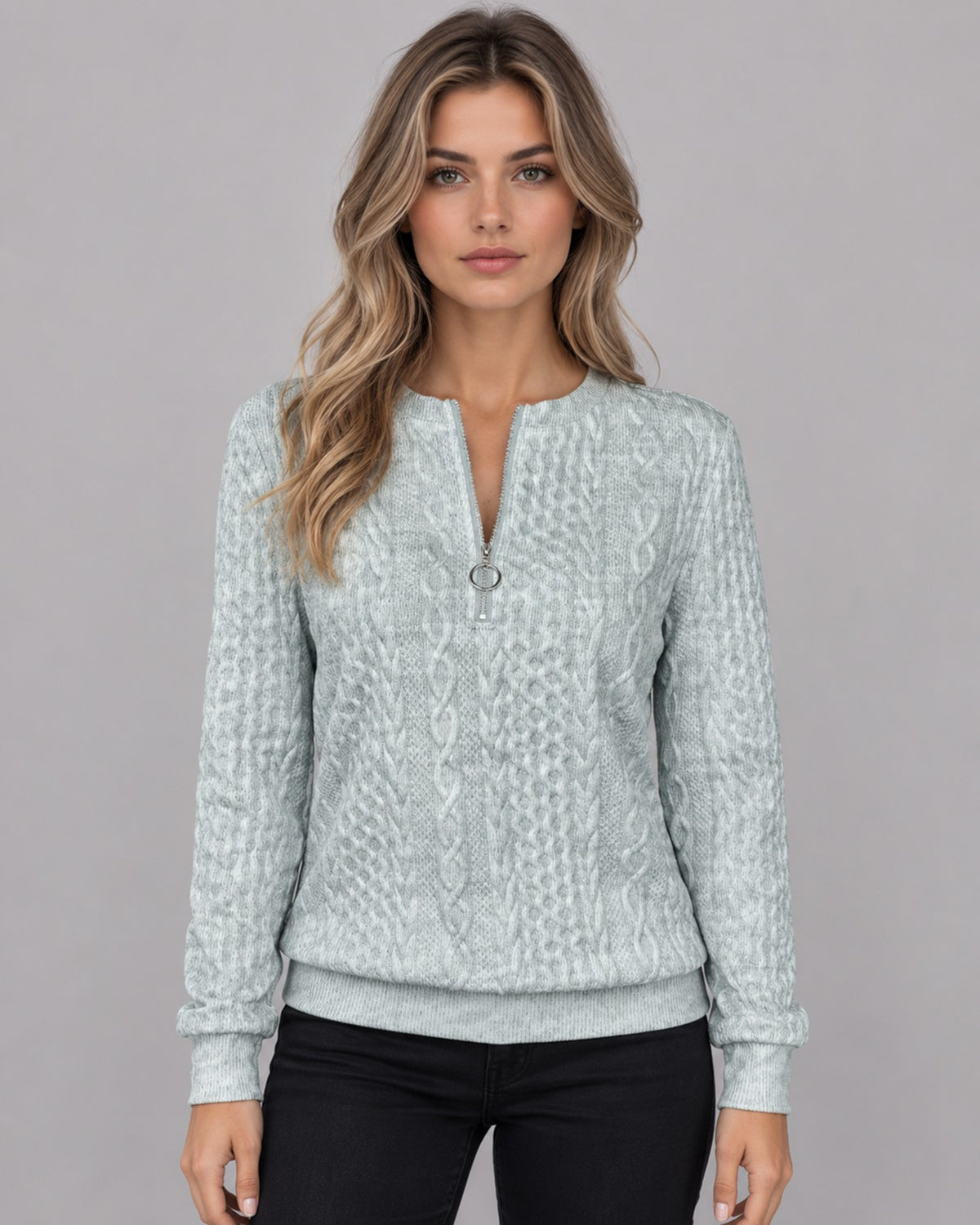 Women's Cotton Zip-Up Jumper | Long Sleeve Casual Top