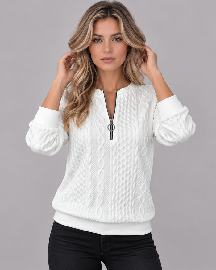 Women's Cotton Zip-Up Jumper | Long Sleeve Casual Top