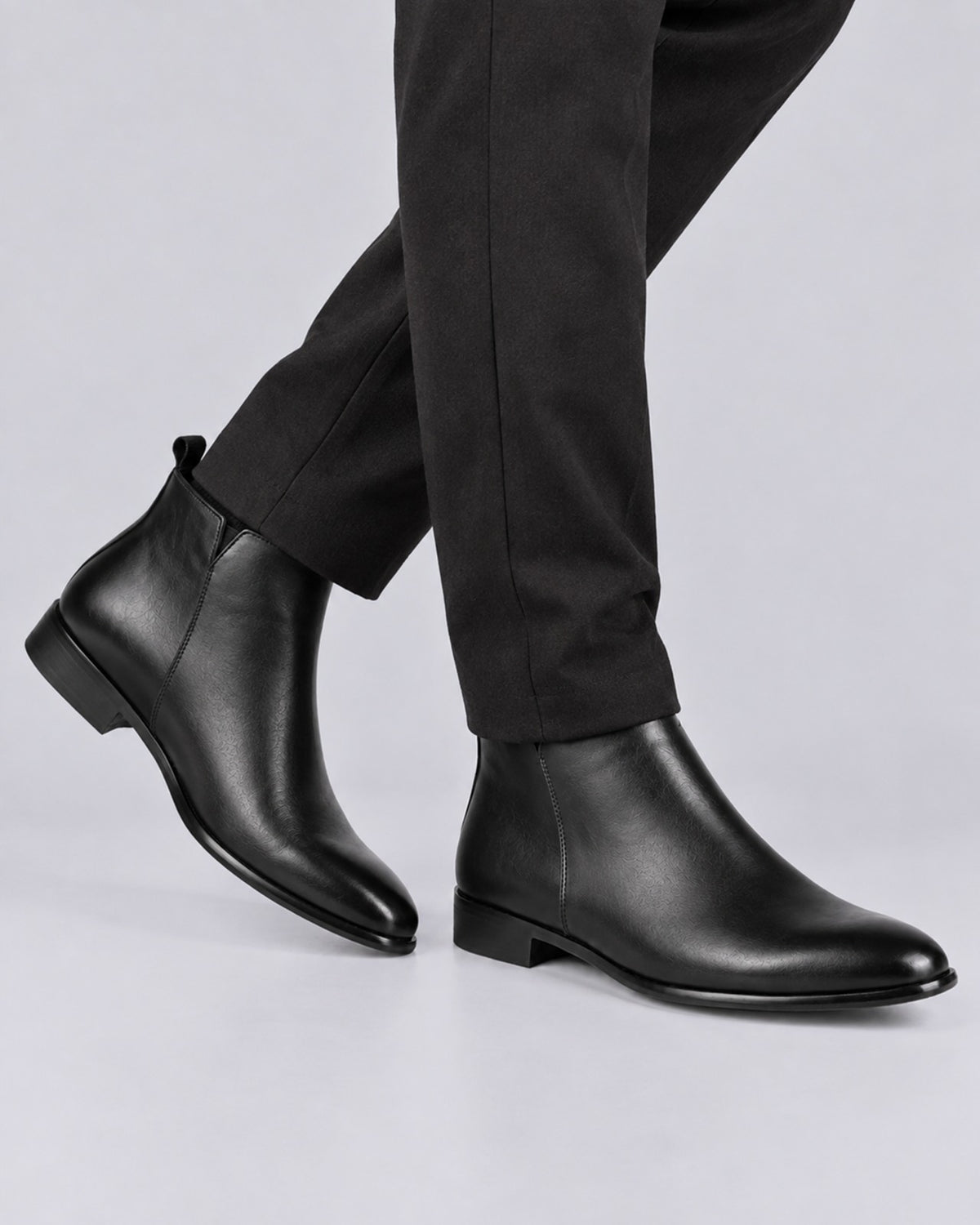 Men's Elegant Leather Chelsea Boots | Low Heel with Pointed Toe