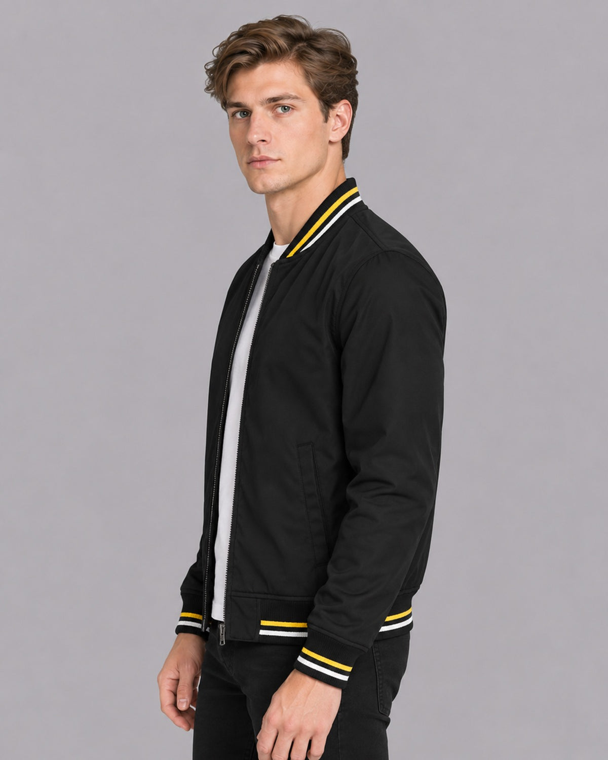 Men's Polyester Parka Jacket | Ribbed Winter Zipper Coat