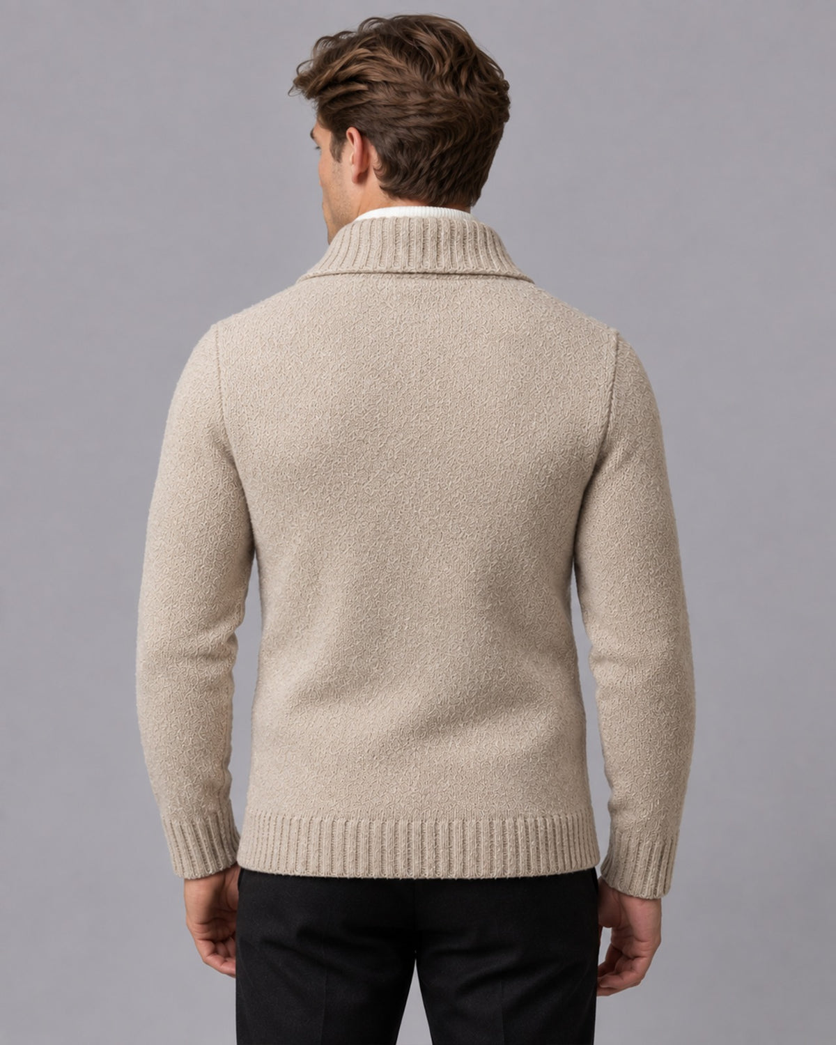 Men's Heritage Knit Wool Cardigan with Shawl Collar