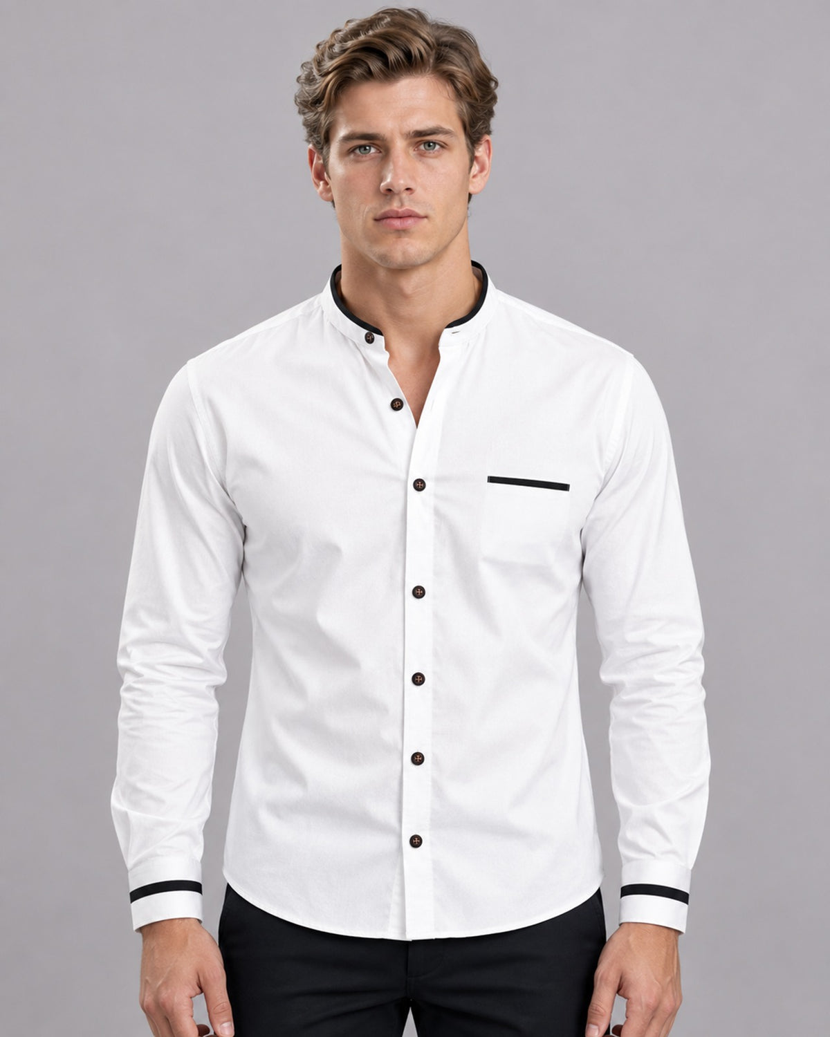 Men's Cotton Long Sleeve Shirt | Slim Fit