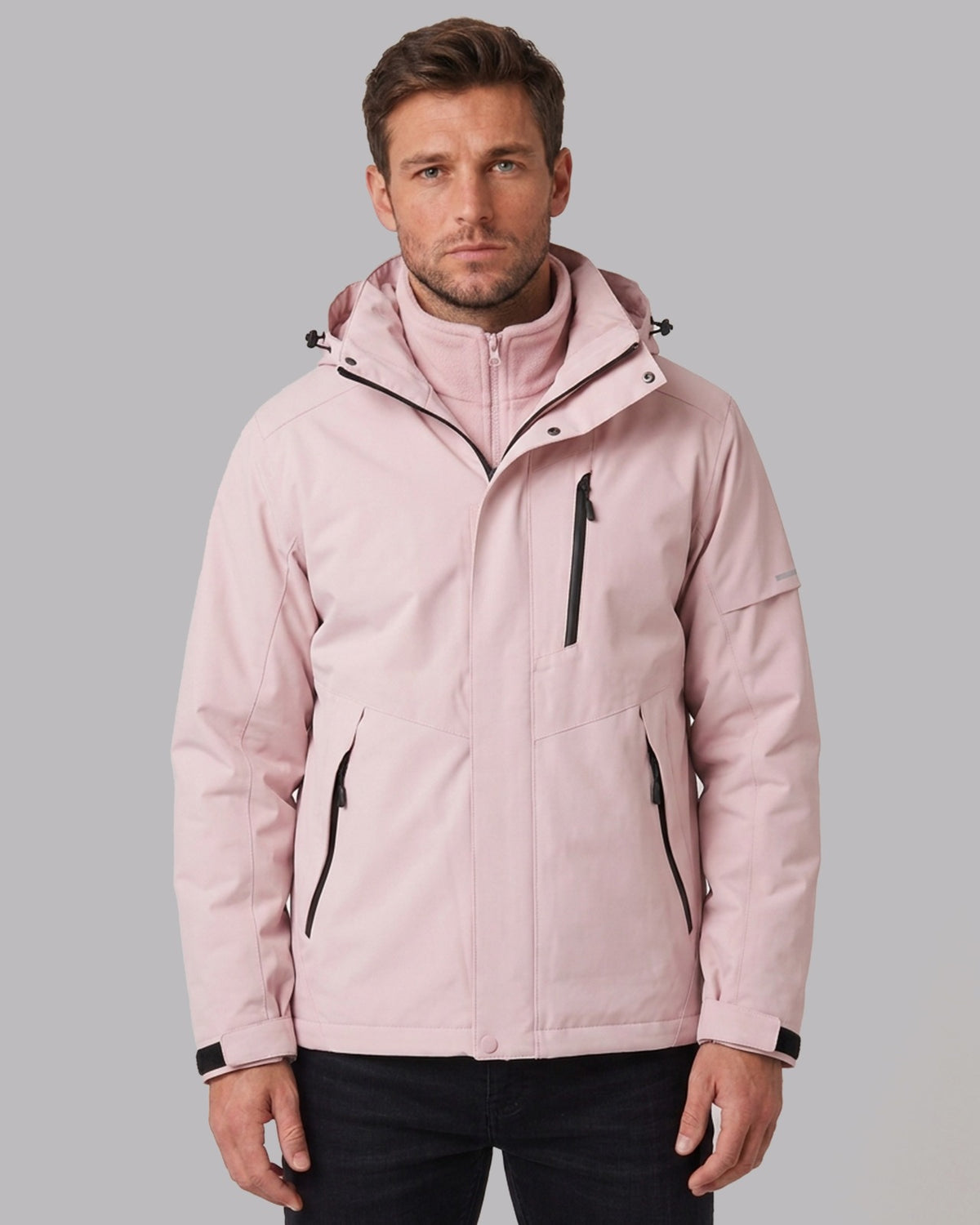Men's Waterproof Fleece-Lined Winter Jacket with Hood