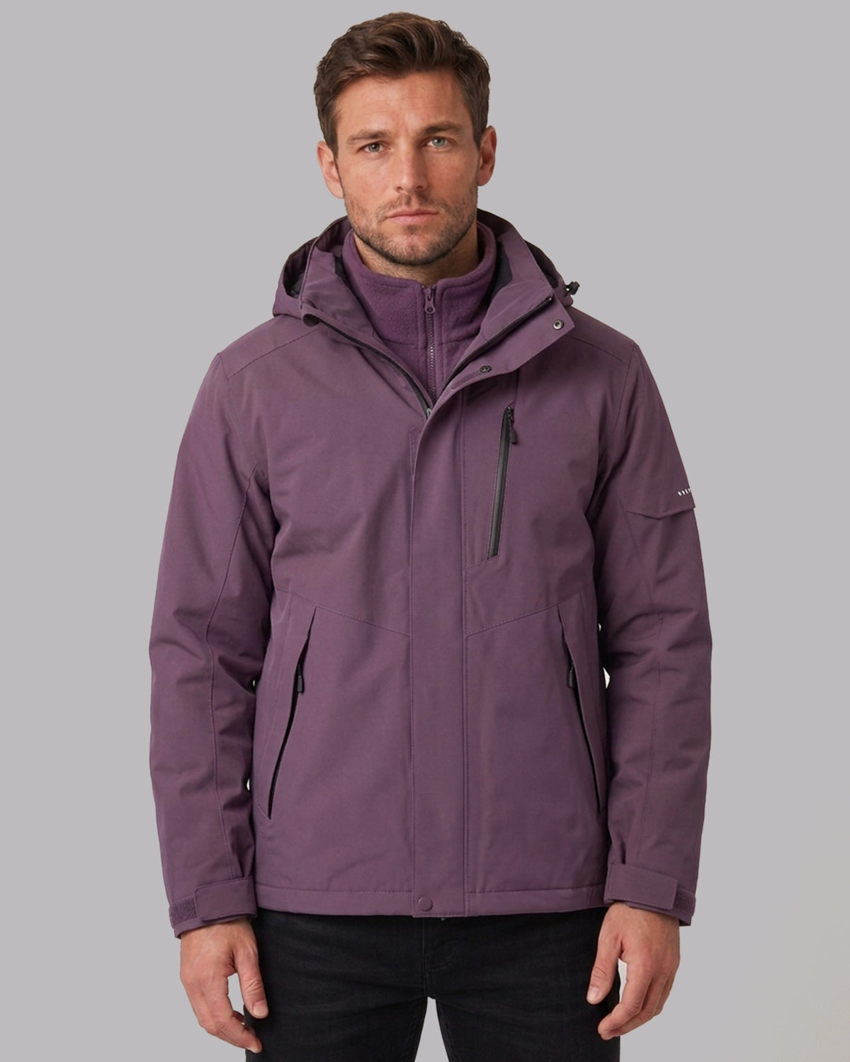 Men's Waterproof Fleece-Lined Winter Jacket with Hood
